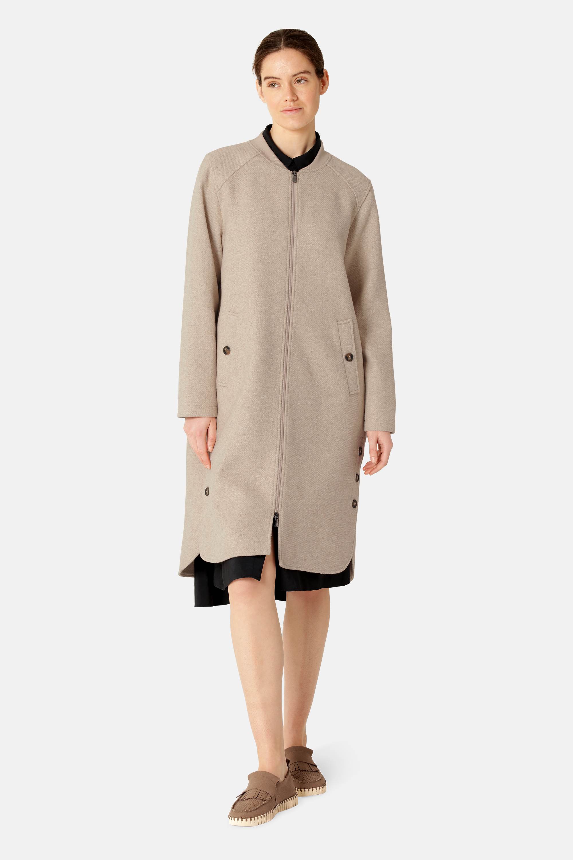 Long Zipped Coat - Wheat